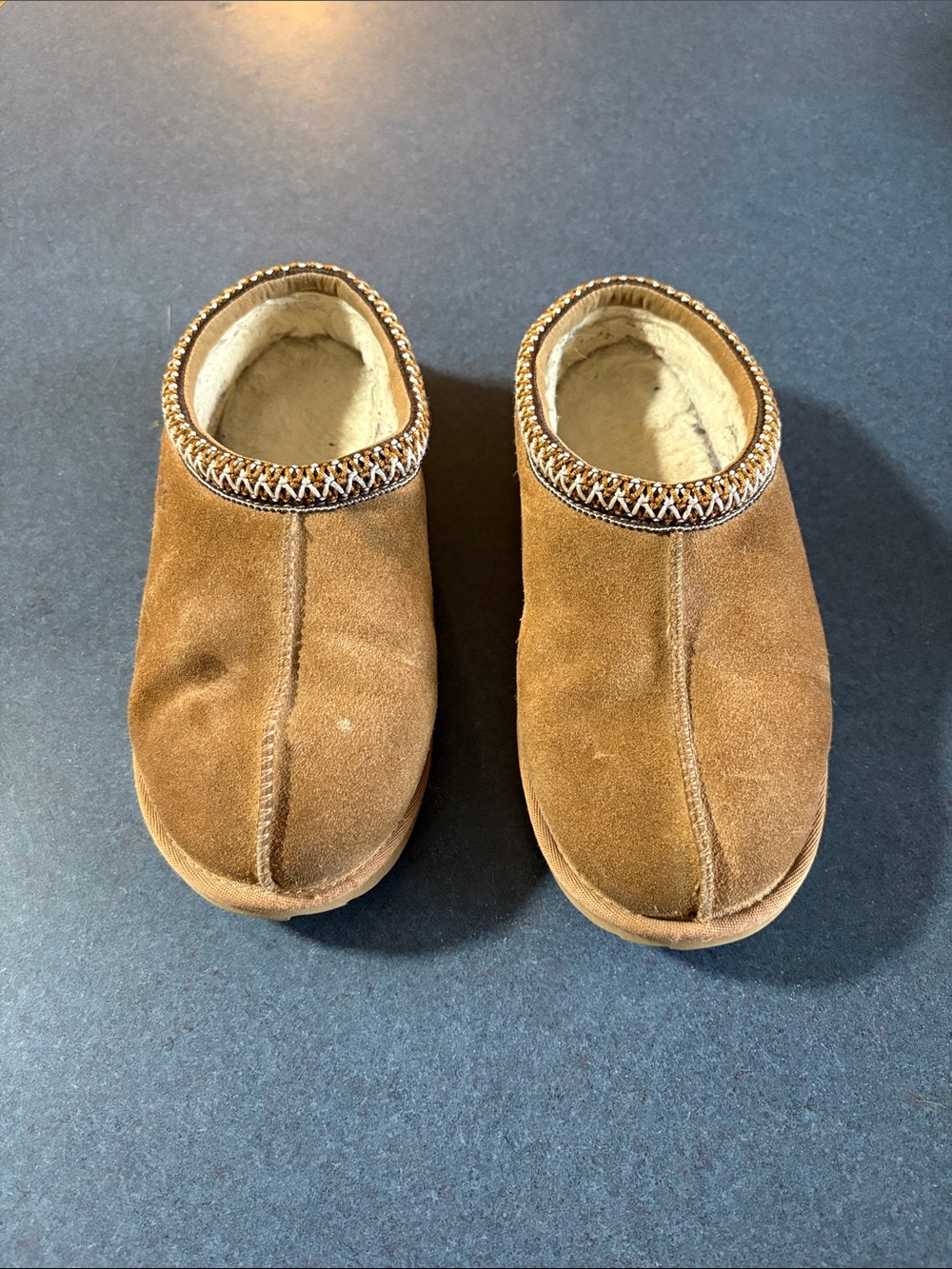 UGG Chestnut Suede Shearling Lined Slip-On Slippers